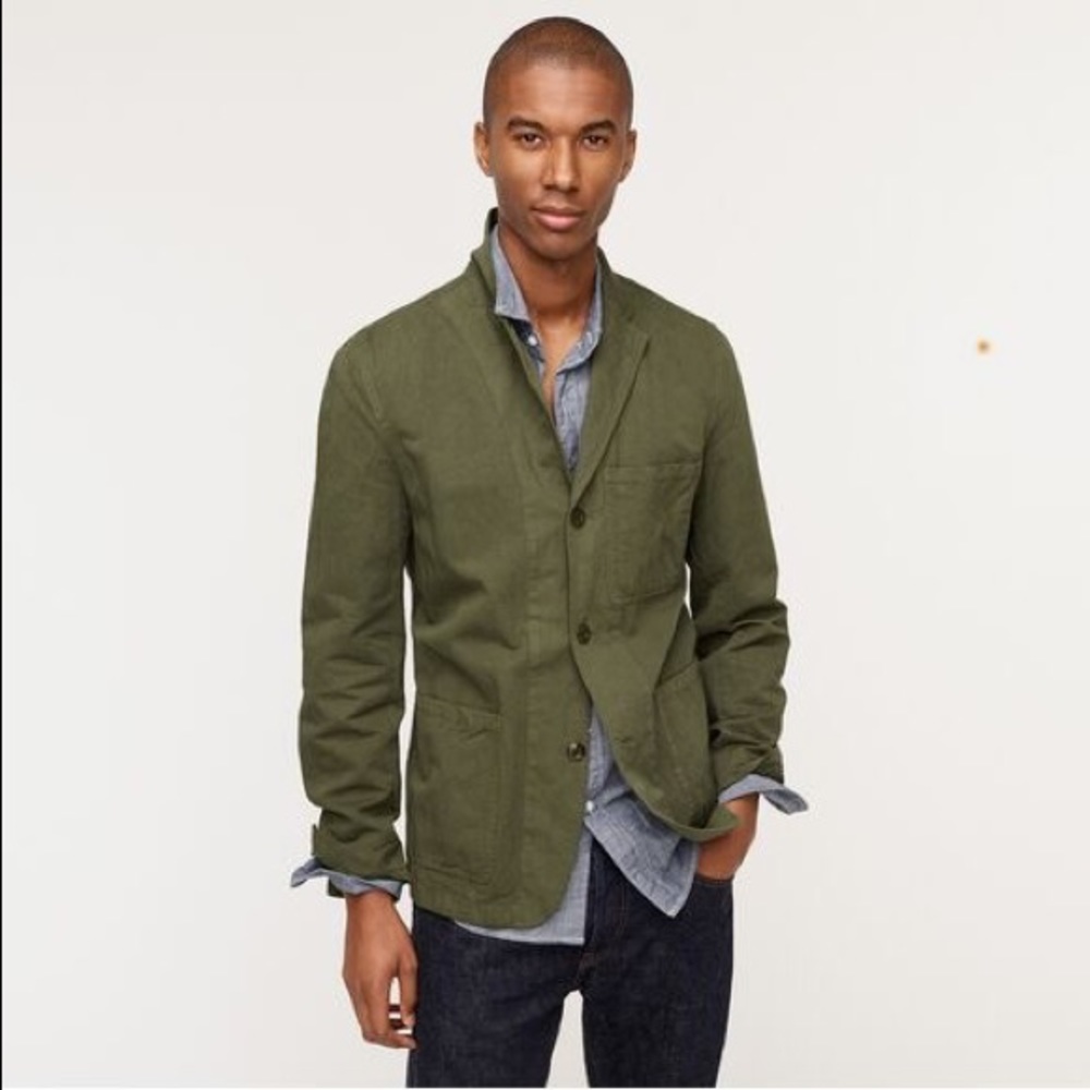 Mens Wallace & Barnes green garment dyed chore blazer
